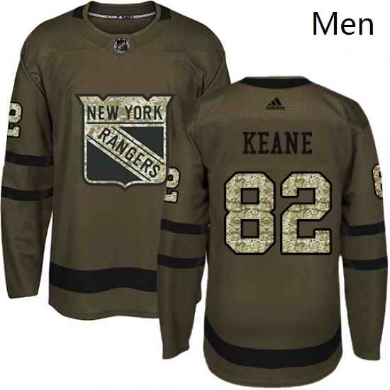 Mens Adidas New York Rangers 82 Joey Keane Authentic Green Salute to Service NHL Jersey